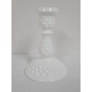 Fenton White Milk Glass Hobnail Taper Candle Holder 5.75" Vintage Cottage Decor